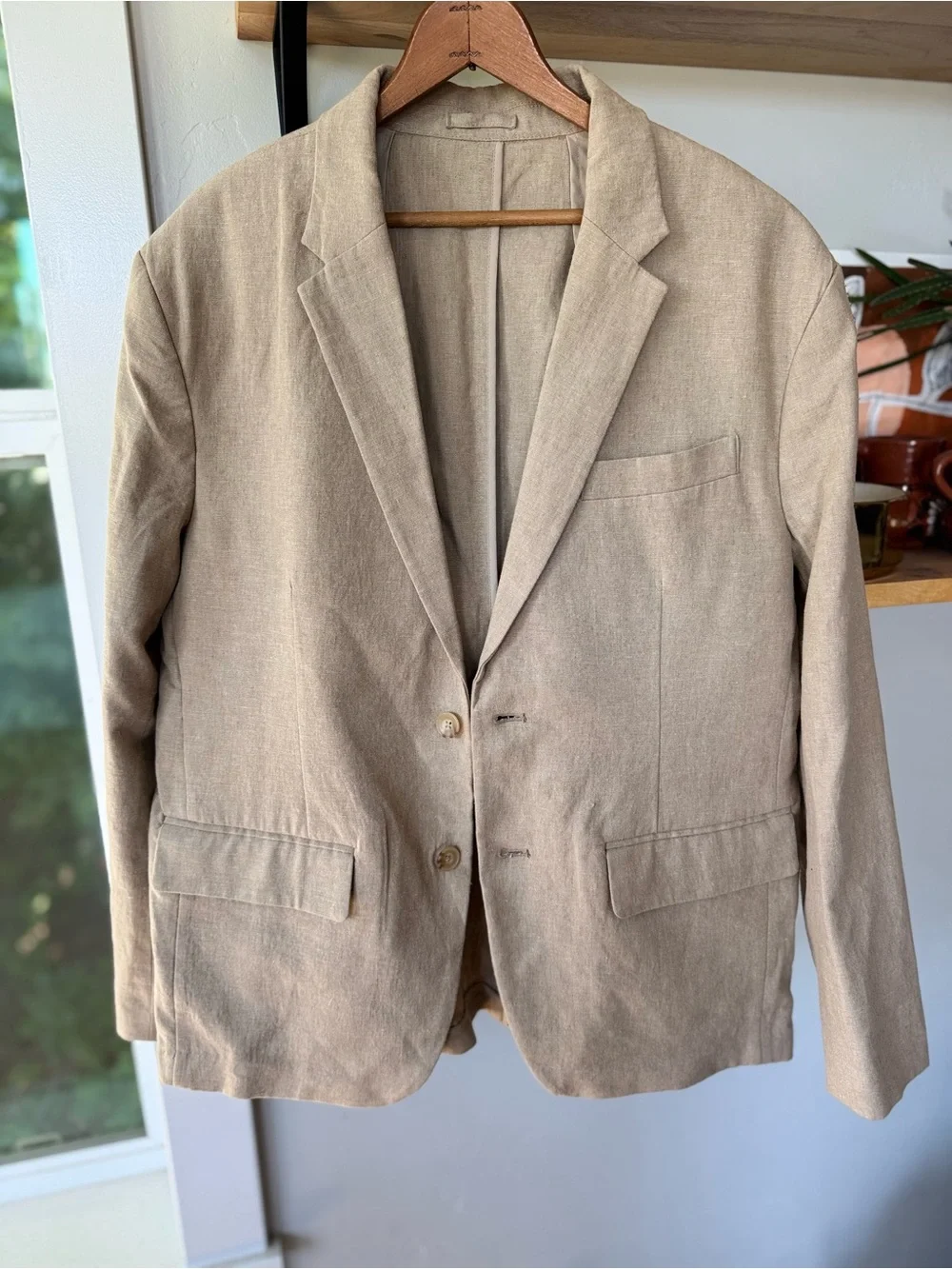 Old Navy Light Beige Linen-Blend Sport Coat Jacket Size Large